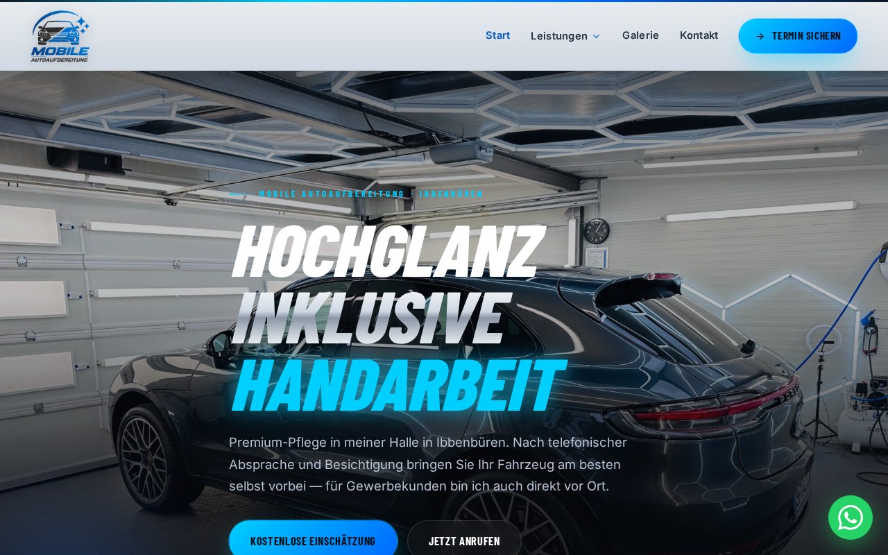 Startseite der mobilen Autoaufbereitung Artyom Herzog in Ibbenbüren