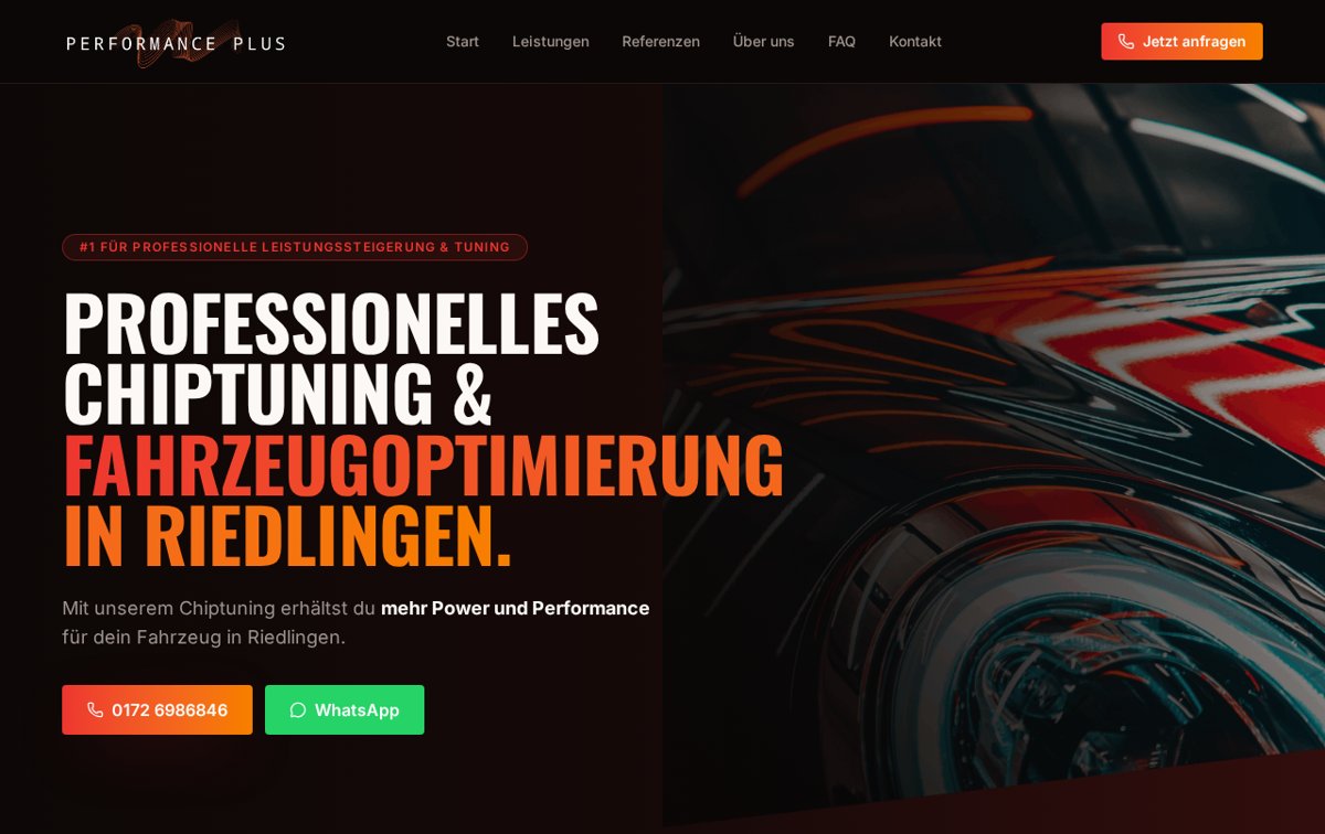 Startseite von Performance Plus mit Chiptuning und Fahrzeugoptimierung in Riedlingen